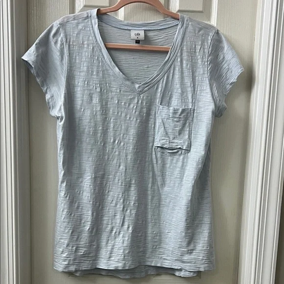CAbi Pale Blue Slub V-Neck Pocket Tee - Picture 1 of 3